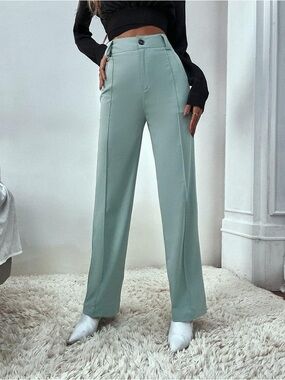 Commense High-Waist Wide-Leg Pants in Sage Green